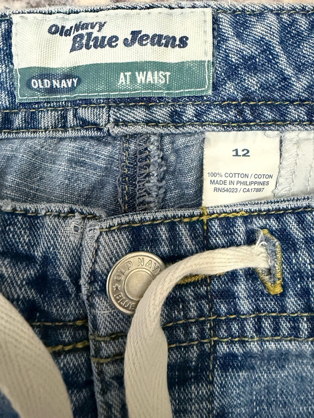 Vintage Y2K Old Navy Drawstring Wide Leg Crop Jeans Size 12 - Picture 3 of 4